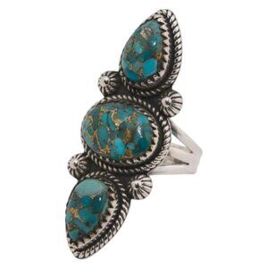 SHIVAM Made In India Sterling Silver Copper Turquoise Ring